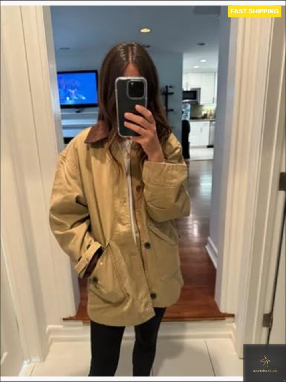 Oversized Barn Jacket Button Down Canvas Corduroy Lapel Collar Casual Fall - Picture 5 of 7